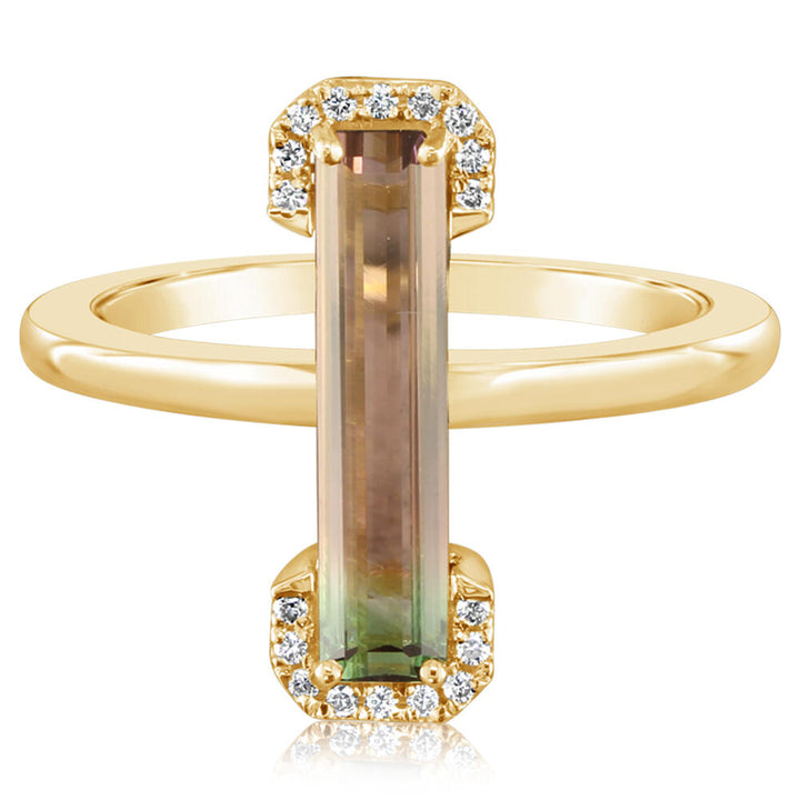 14K Yellow Gold Bi-Color Tourmaline/Diamond Ring