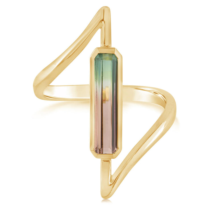 14K Yellow Gold Bi-Color Tourmaline Ring