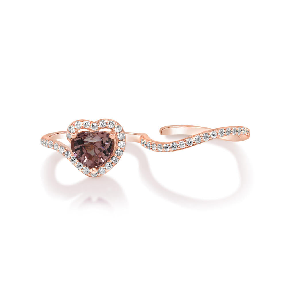 14K Rose Gold Lotus Garnet/Diamond Ring