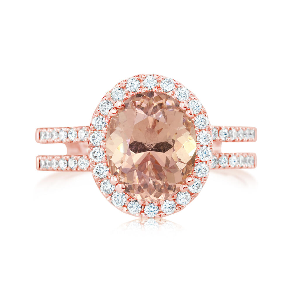 14K Rose Gold Lotus Garnet/Diamond Ring
