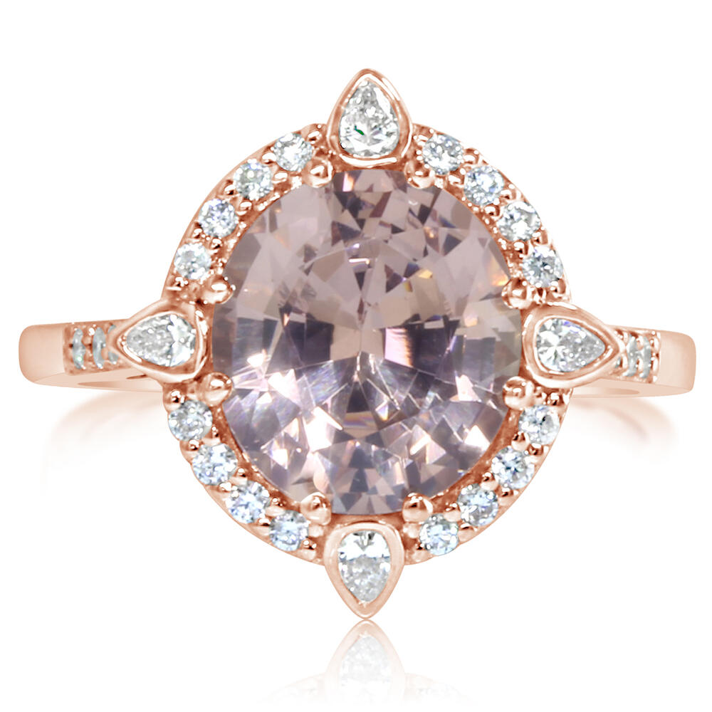 14K Rose Gold Lotus Garnet/Diamond Ring