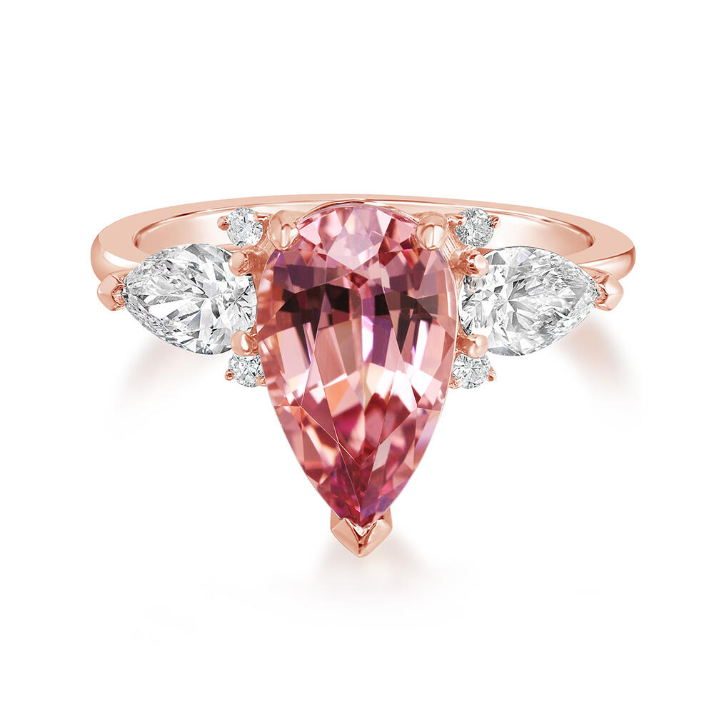14K Rose Gold Lotus Garnet/Diamond Ring