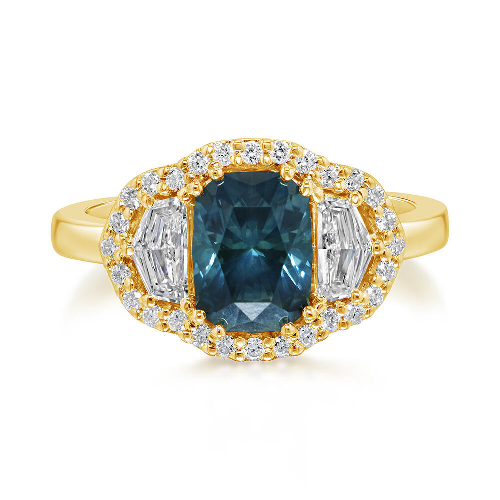 18K Yellow Gold Montana Sapphire/Diamond Ring