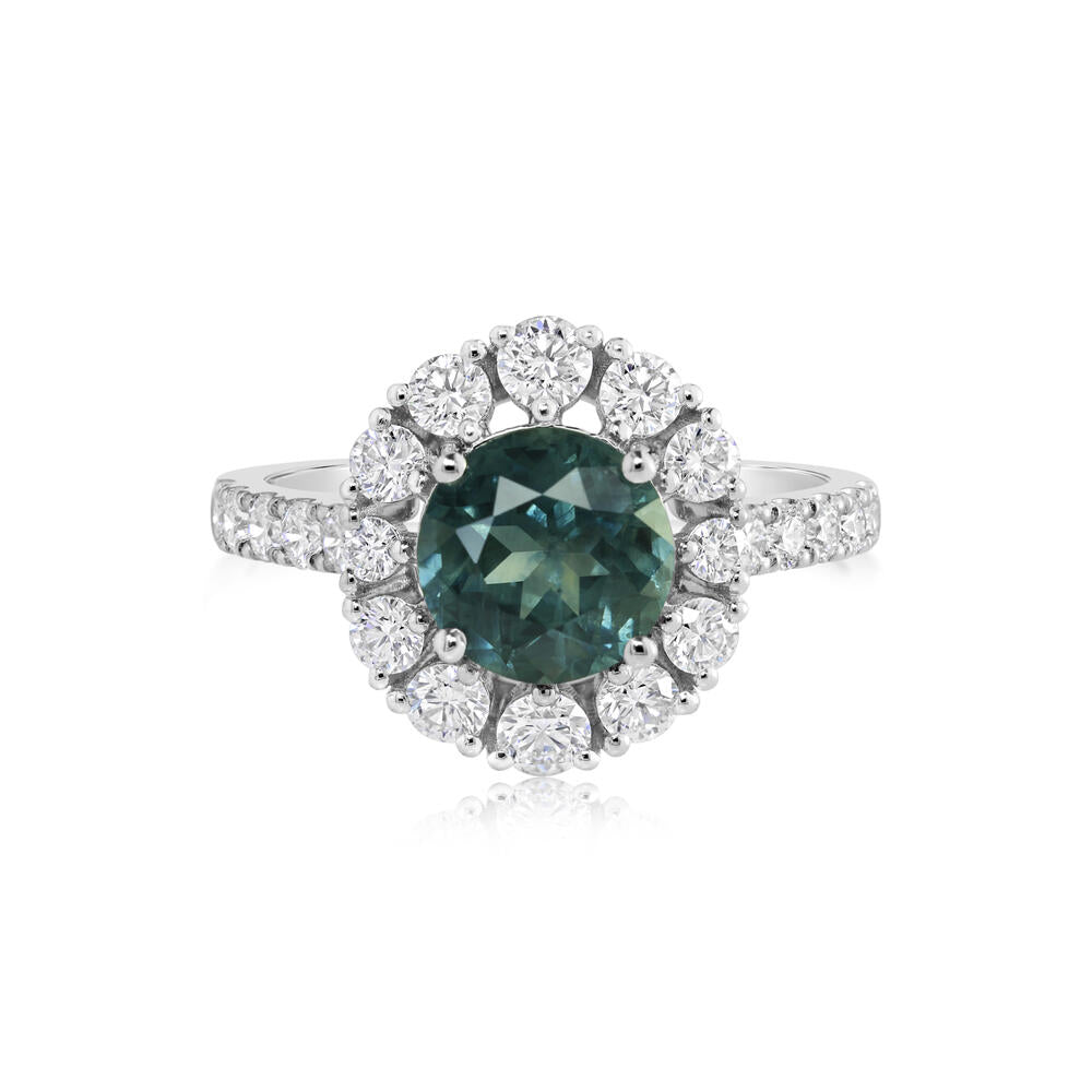 Platinum Montana Sapphire/Diamond Ring