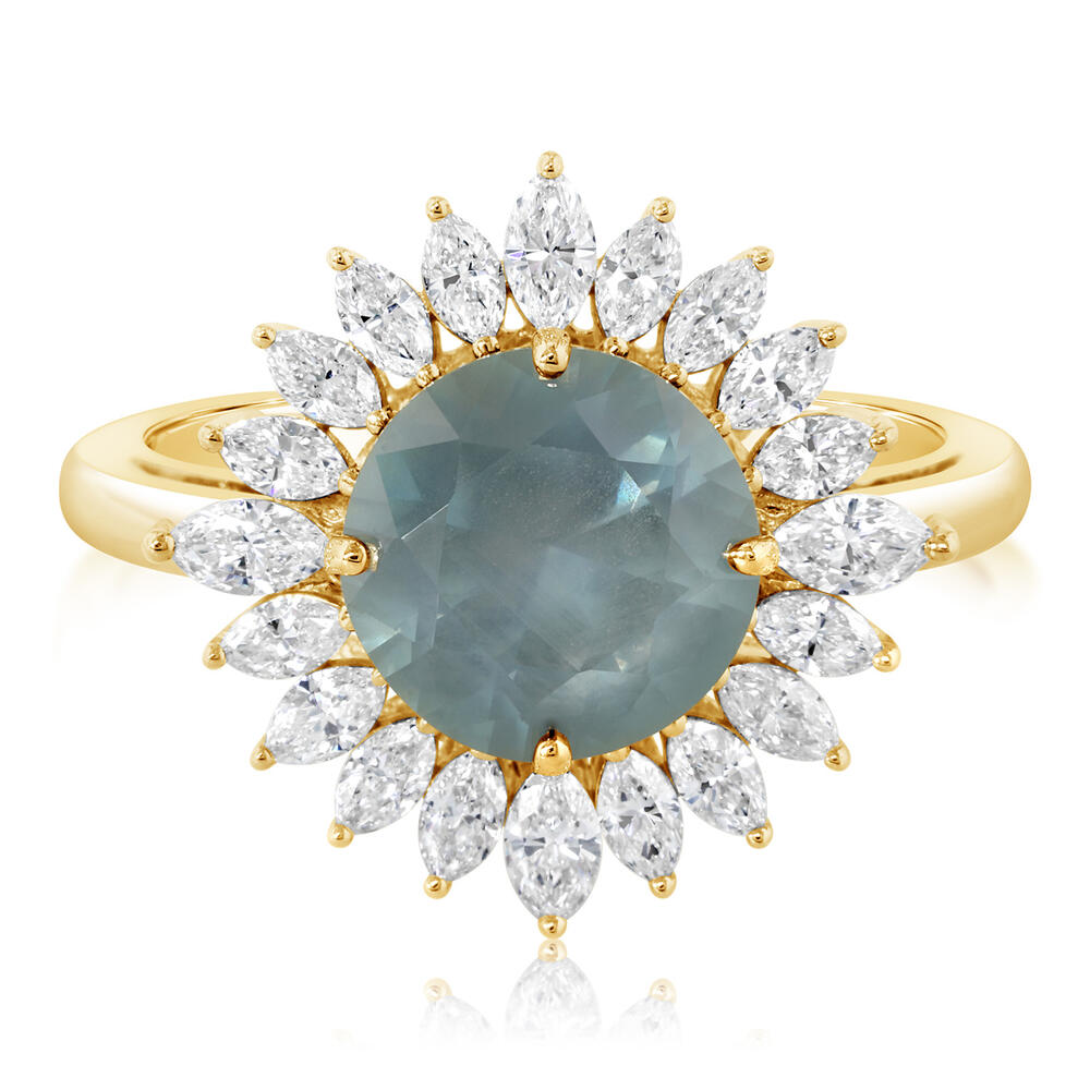 18K Yellow Gold Montana Sapphire/Diamond Ring
