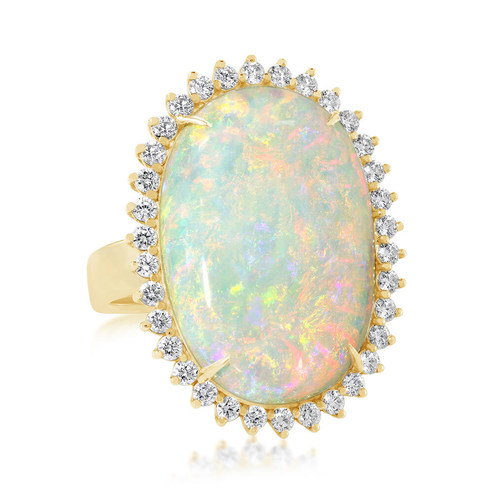 18K Yellow Gold Australian Opal/Diamond Ring
