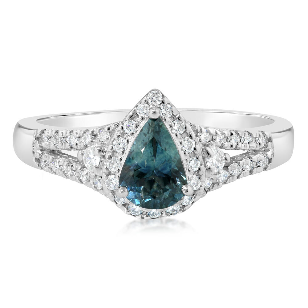 14K White Gold Montana Sapphire Ring