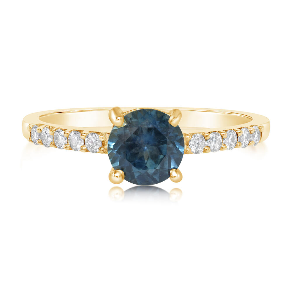14K Yellow Gold Montana Sapphire/Diamond Ring