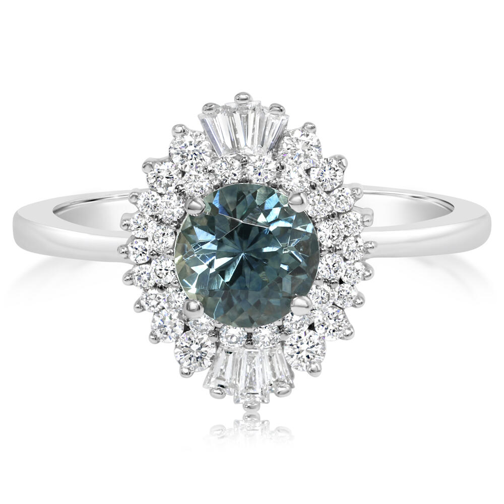 14K White Gold Montana Sapphire/Diamond Ring