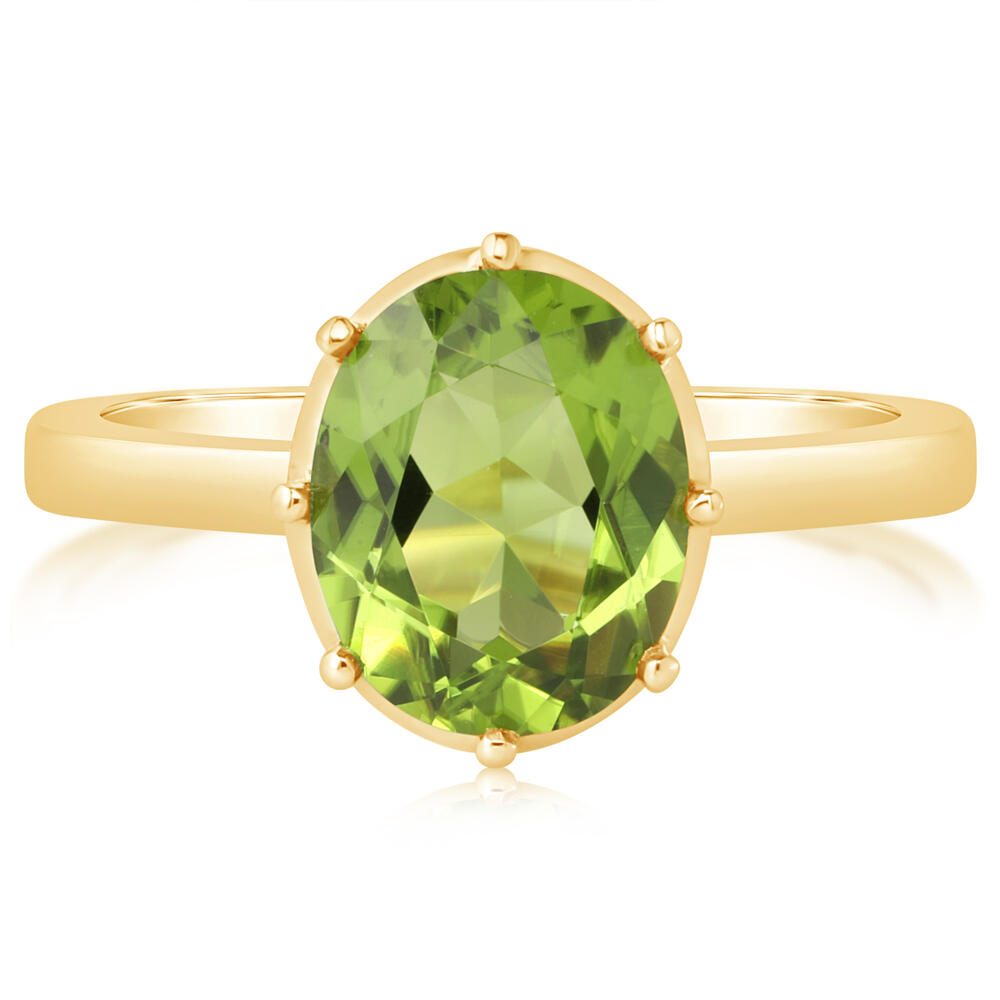 14K Yellow Gold 8x10mm Oval Peridot Ring