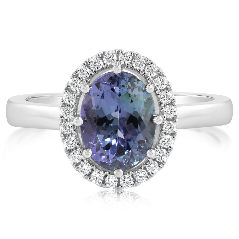 Platinum 9x7mm Oval Peacock Tanzanite/Diamond Ring