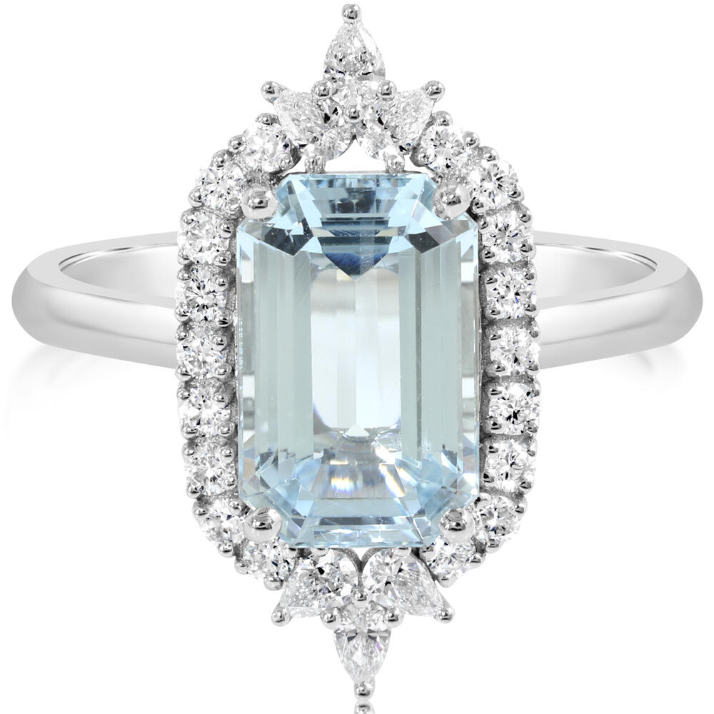 Platinum Aquamarine/Diamond Ring