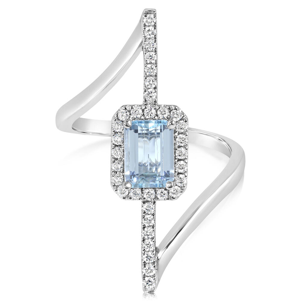 Platinum Aquamarine/Diamond Ring