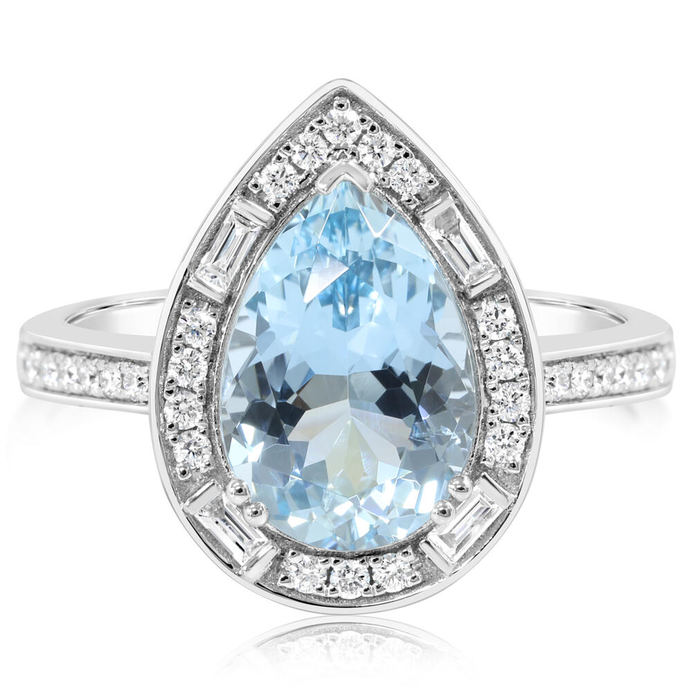 Platinum Aquamarine/Diamond Ring