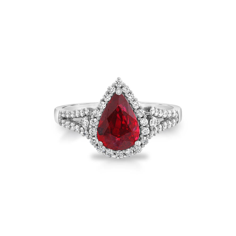 18K White Gold Mozambique Ruby/Diamond Ring