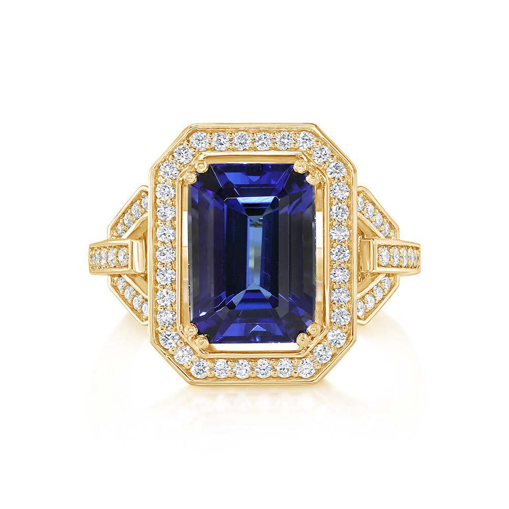 18K Yellow Gold Tanzanite/Diamond Ring