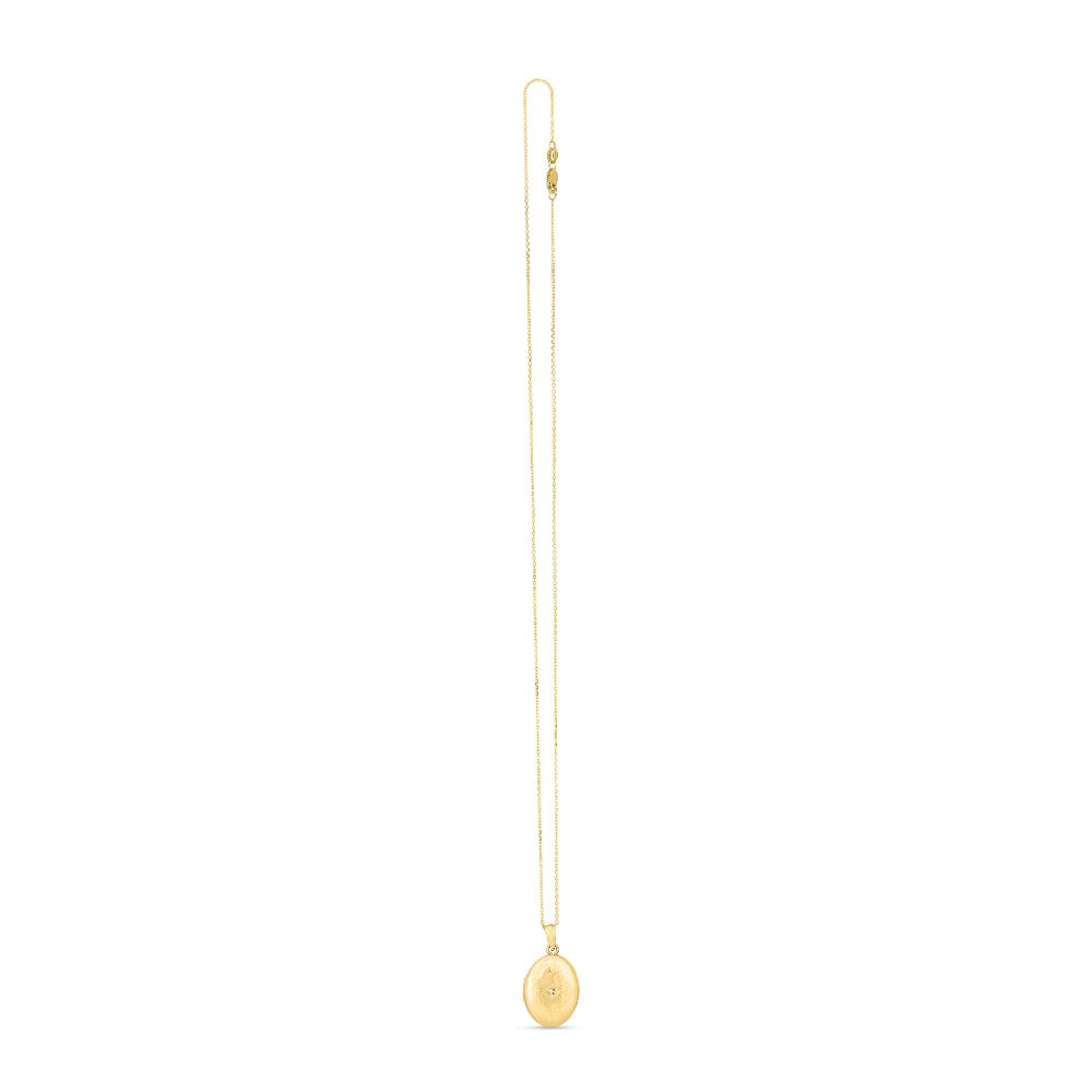 14K Diamond Oval Etched Locket