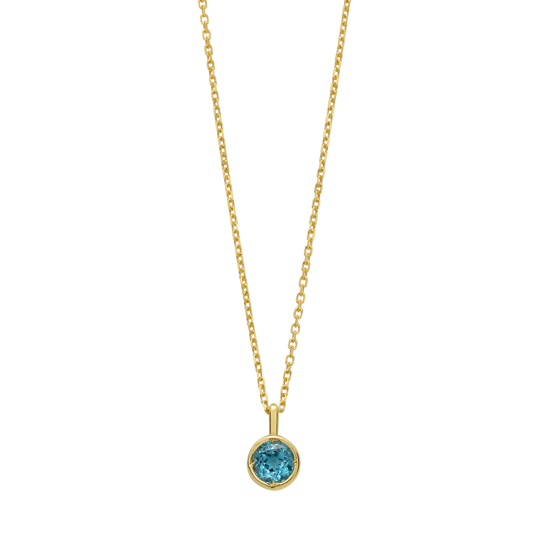 14K Sky Blue Topaz Birthstone Pendant
