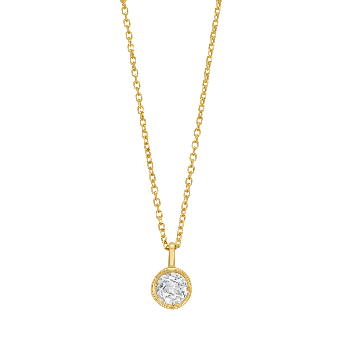 14K White Topaz Birthstone Pendant