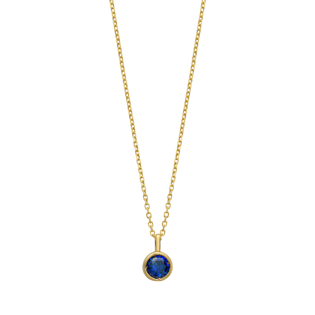 14K Created Blue Sapphire Birthstone Pendant