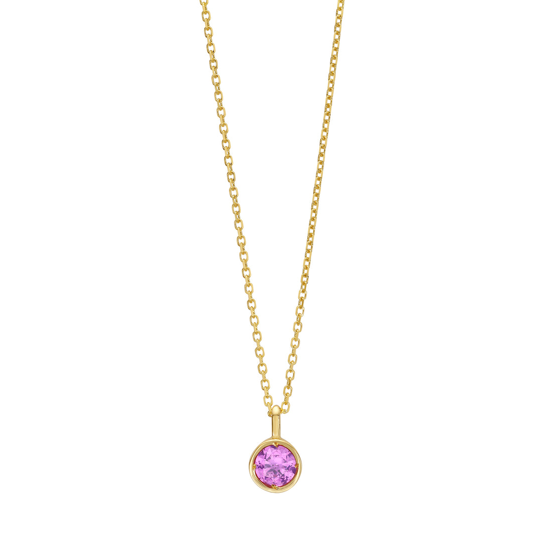 14K Created Pink Sapphire Birthstone Pendant