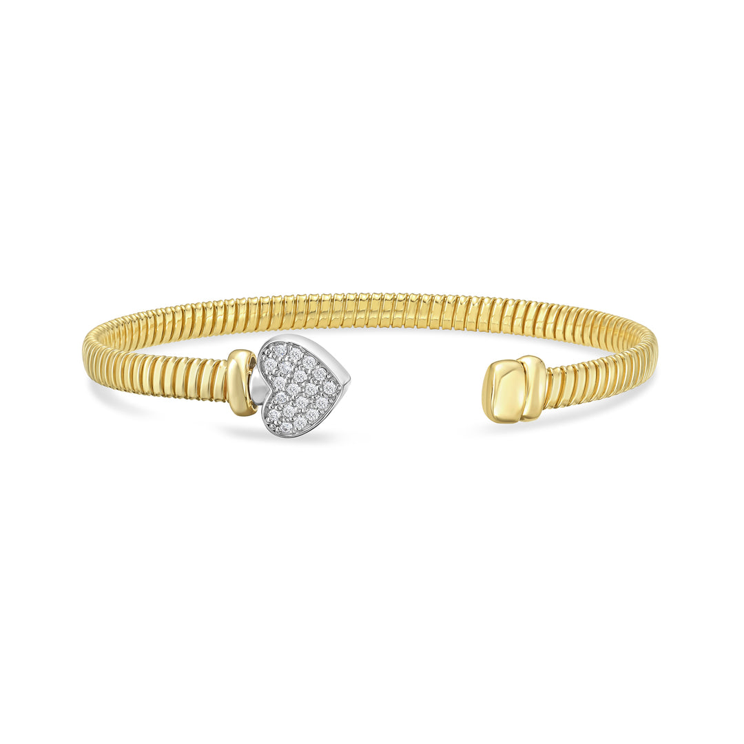 14K Diamond Heart Tubogas Cuff