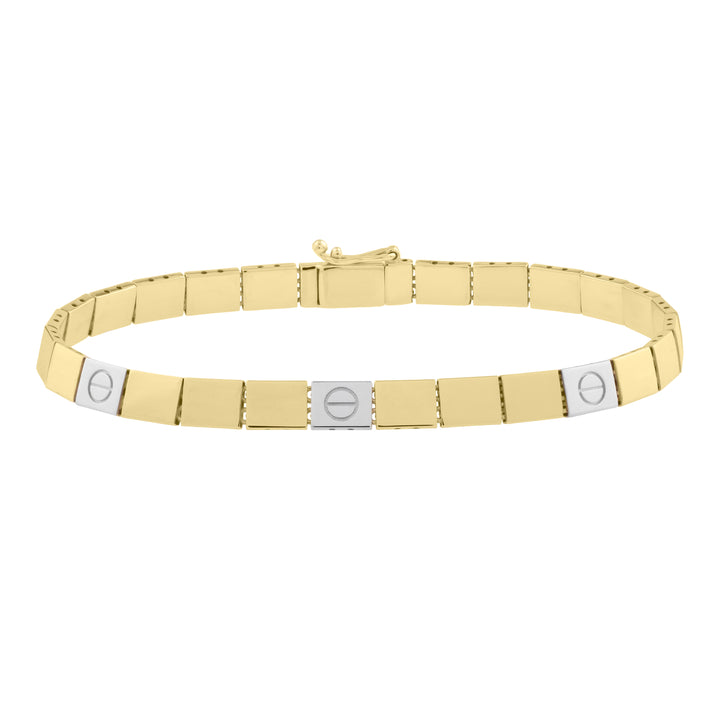 14K Gold Two-Tone Nail Head Bracelet