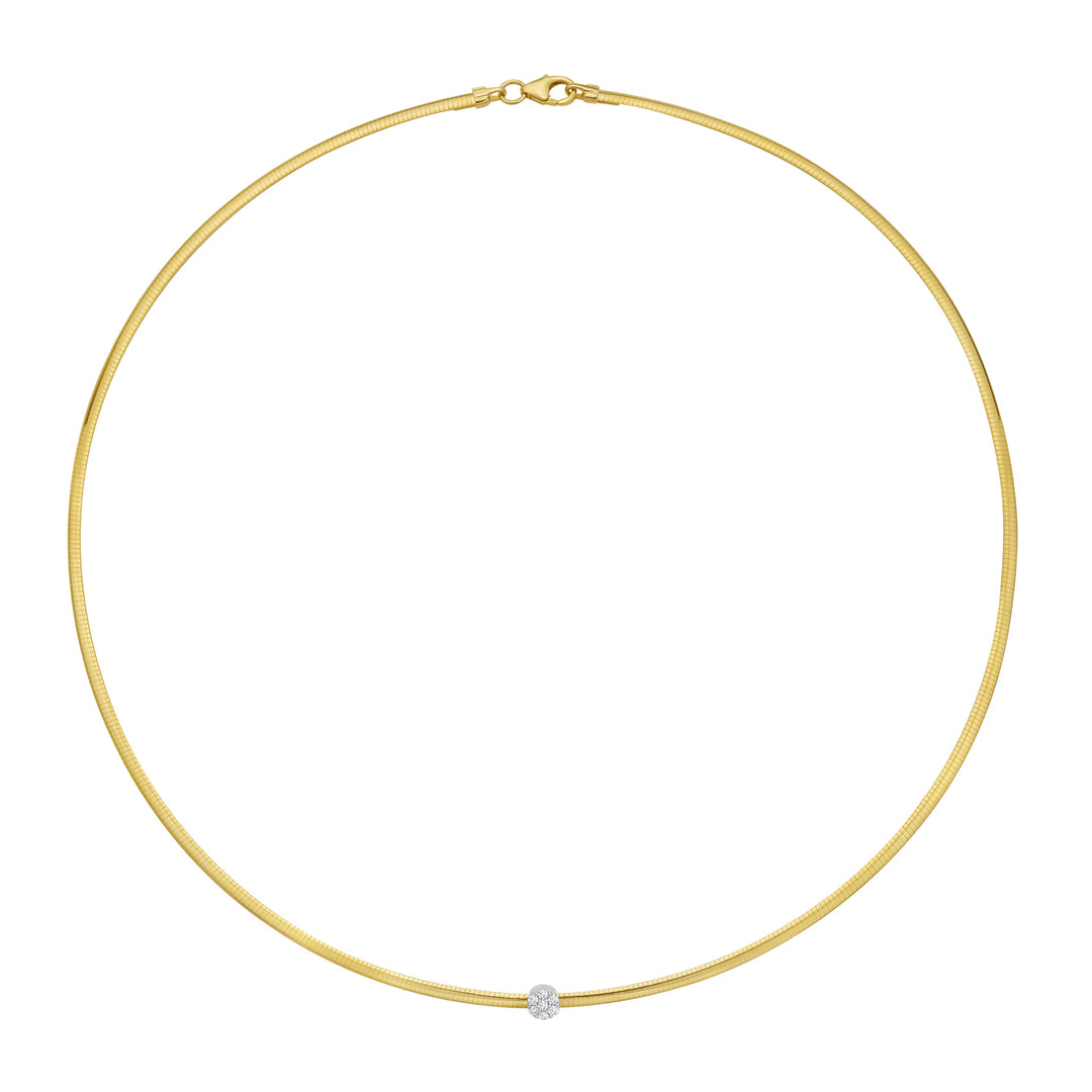 14K TT Diamond Omega Round Necklace