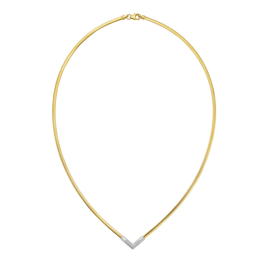 14K TT Diamond Omega Chevron Necklace