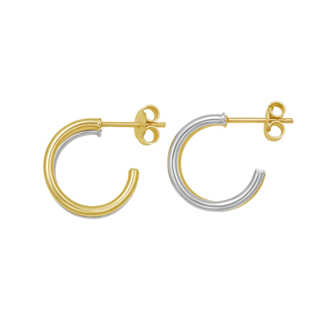 14K Two Tone Split Hoop Earrings