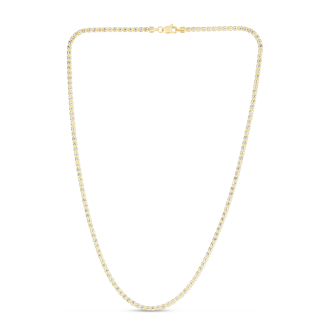 14K Gold 24"" 2.7mm Two-Tone Fancy Ice Chain