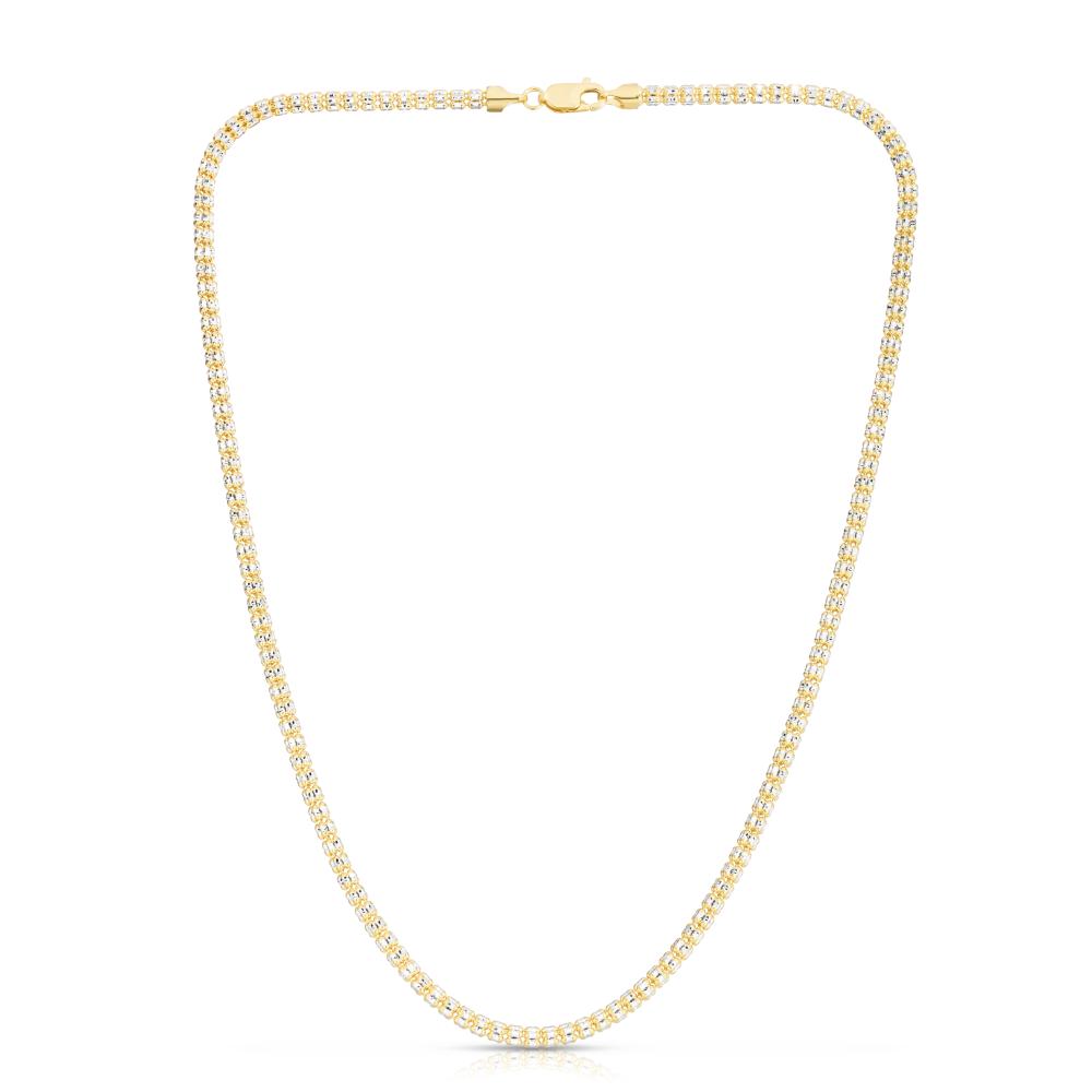 14K Gold 16"" 3.14mm Two-Tone Fancy Ice Chain