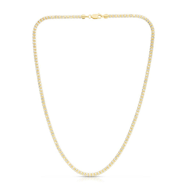 14K Gold 16"" 3.14mm Two-Tone Fancy Ice Chain