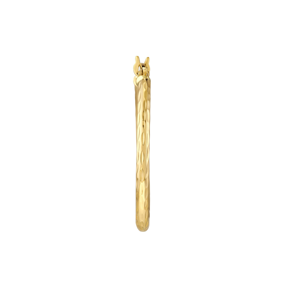 2mm x 25mm Diamond-Cut Hoop Earrings