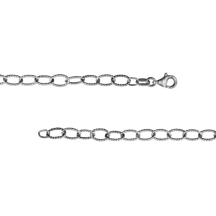 Sterling Silver 4.85mm Oxidized Twisted Oval Link PSL