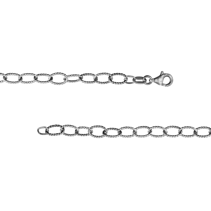 Sterling Silver Oxidized Twisted Cable Chain