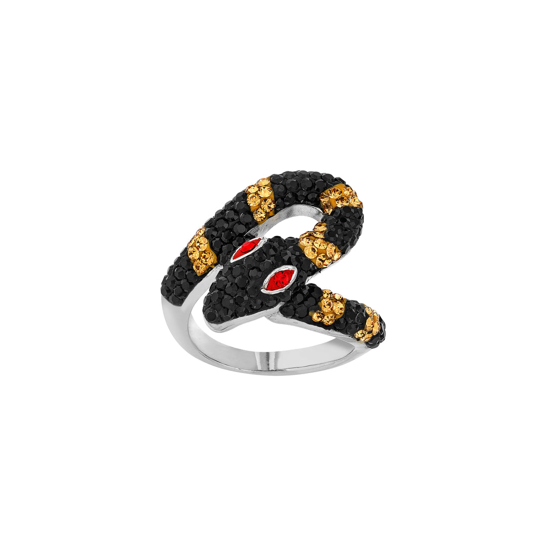 Silver Crystal Snake Ring