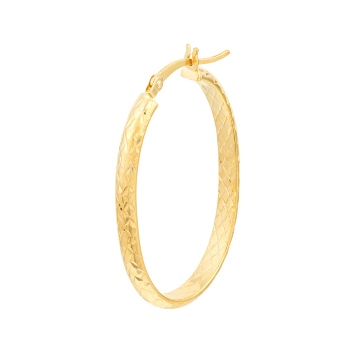 3mm x 32mm Diamond-Cut Oval Hoop Earrings