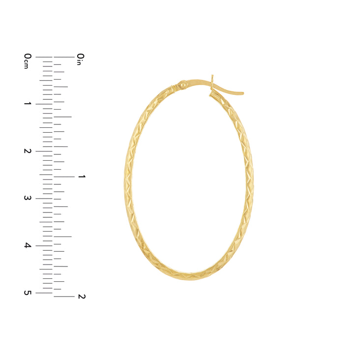 3mm x 42mm Diamond-Cut Oval Hoop Earrings