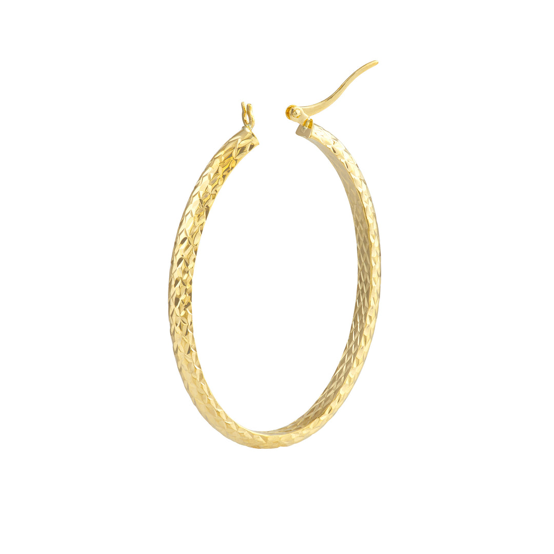 4mm x 42mm Diamond-Cut Oval Hoop Earrings
