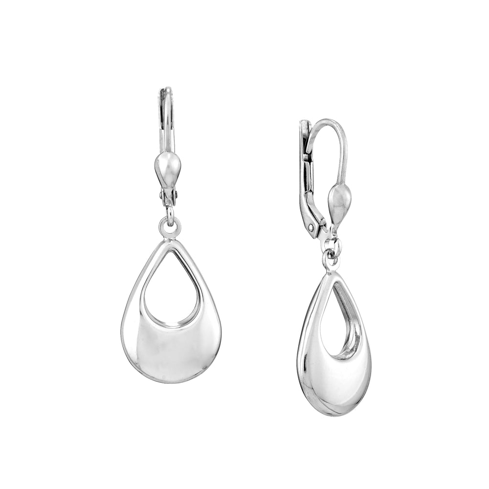 Plated Sterling Silver Open Teardrop Dangle Earrings
