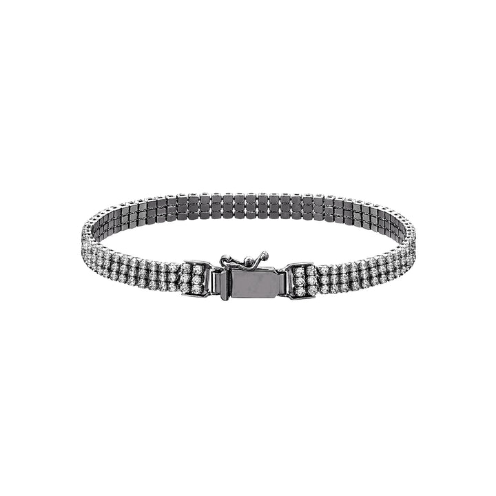 Plated Sterling Silver Triple CZ Row Bracelet