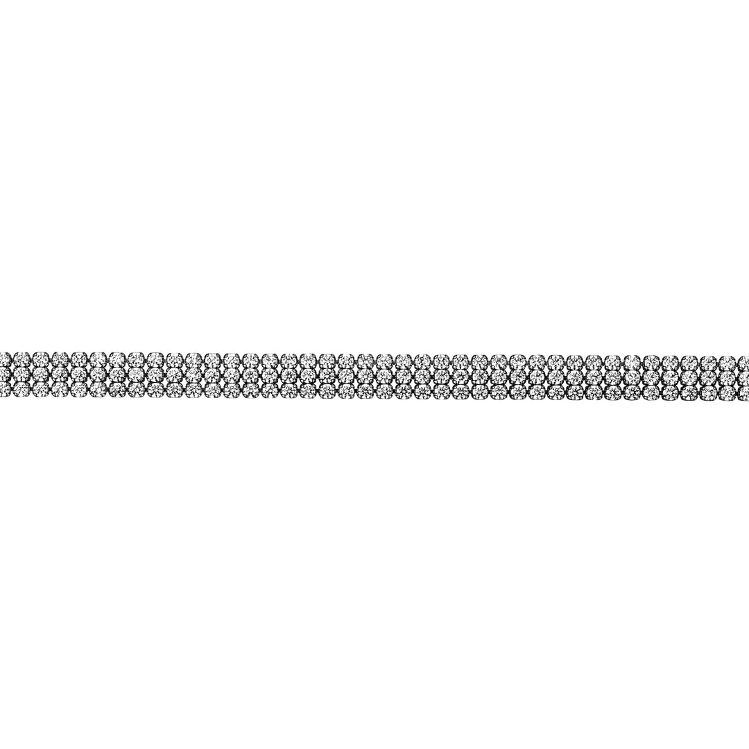 Plated Sterling Silver Triple CZ Row Bracelet