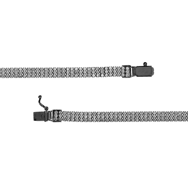 Plated Sterling Silver Triple CZ Row Bracelet