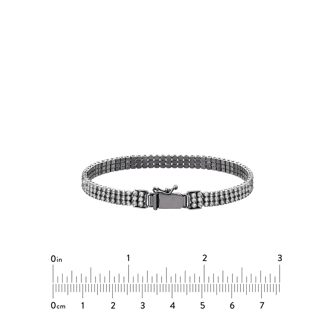 Plated Sterling Silver Triple CZ Row Bracelet