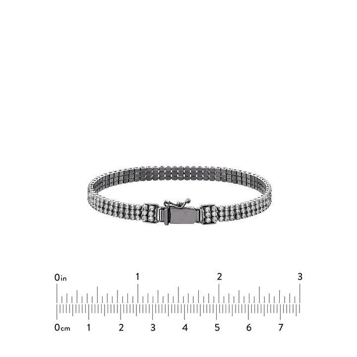 Plated Sterling Silver Triple CZ Row Bracelet