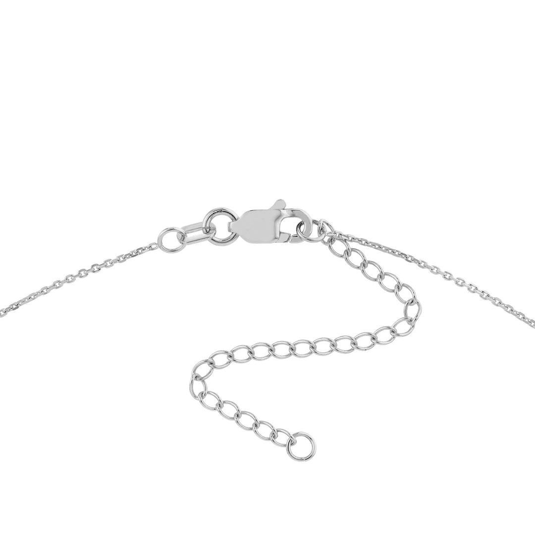 Sterling Silver Curved CZ Bar Adjustable Necklace