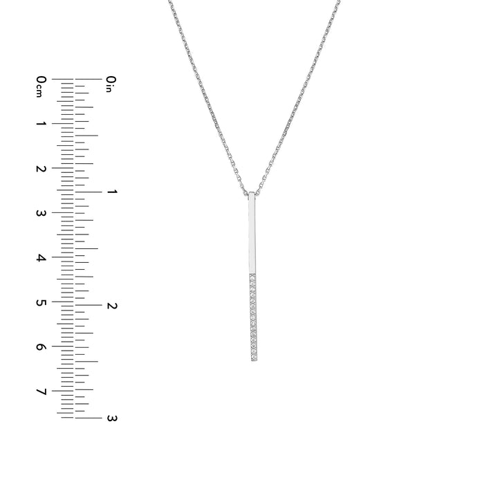 Sterling Silver Half-CZ Vertical Bar Adjustable Necklace