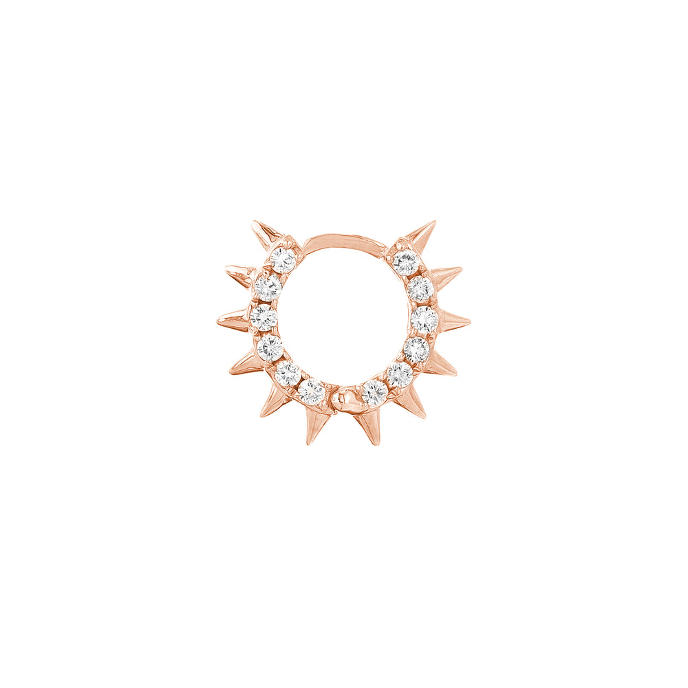 Pavé Diamond Sides Spiked Huggie Earrings
