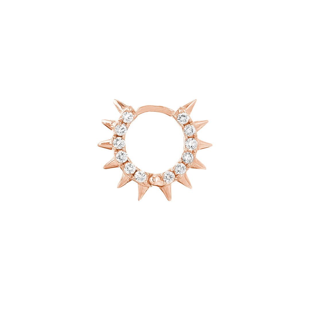 Pavé Diamond Sides Spiked Huggie Earrings